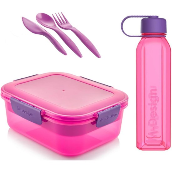 M-Design Lunch Set - 1.1L Box, 500ml Water Bottle & 3pc. Cutlery Black 75089 M-Design Lunch Set - 1.1L Box, 500ml Water Bottle & 3pc. Cutlery Black 75089