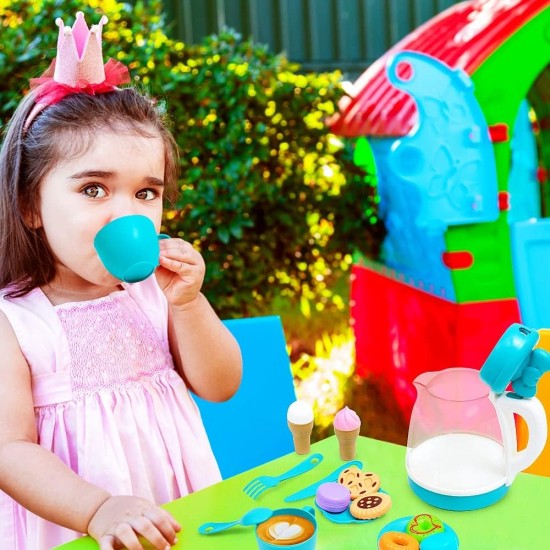 Tea Party Set for Little Girls,Pretend Play Princess Tea Time Toy with Singing Spray Teapot,Elegant Kids Kitchen Pretend Play,for Toddlers 3 Years and up,for Kids' Tea Party,Family Trip,Girl Gifts Tea Party Set for Little Girls,Pretend Play Princess Tea Time Toy with Singing Spray Teapot,Elegant Kids Kitchen Pretend Play,for Toddlers 3 Years and up,for Kids' Tea Party,Family Trip,Girl Gifts