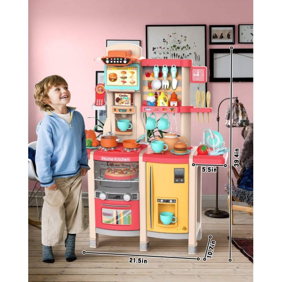 UNIH Play Kitchen Toy for Girls Pretend Pink Kids Kitchen Playset Toddler Toy with Realistic Lights & Sounds and Other Kitchen Accessories Toys for Kids Gift UNIH Play Kitchen Toy for Girls Pretend Pink Kids Kitchen Playset Toddler Toy with Realistic Lights & Sounds and Other Kitchen Accessories Toys for Kids Gift