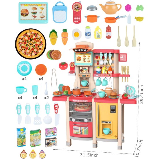 UNIH Play Kitchen Toy for Girls Pretend Pink Kids Kitchen Playset Toddler Toy with Realistic Lights & Sounds and Other Kitchen Accessories Toys for Kids Gift UNIH Play Kitchen Toy for Girls Pretend Pink Kids Kitchen Playset Toddler Toy with Realistic Lights & Sounds and Other Kitchen Accessories Toys for Kids Gift