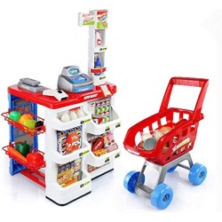 Children's Home Supermarket Toy Shopping Cart Cash Register Sets