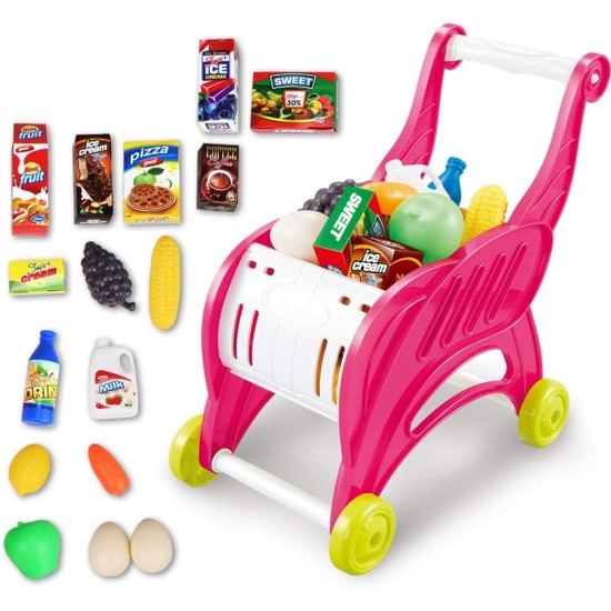 LUCHONG Shopping Trolley Mini Toys for Children Fruit and Vegetable Games Food for Boys Girls Boys Birthday, Pink LUCHONG Shopping Trolley Mini Toys for Children Fruit and Vegetable Games Food for Boys Girls Boys Birthday, Pink