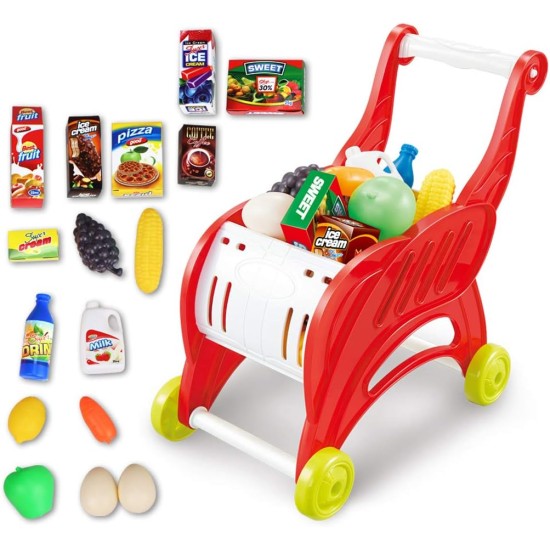 LUCHONG Shopping Trolley Mini Toys for Children Fruit and Vegetable Games Food for Boys Girls Boys Birthday, Pink LUCHONG Shopping Trolley Mini Toys for Children Fruit and Vegetable Games Food for Boys Girls Boys Birthday, Pink