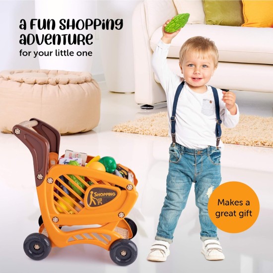 Shopping Cart Toy | Grocery Cart for Kids | 14”L x 8”W x 16”H | Kids Shopping Cart with Food | Play Grocery Cart | Toddler Shopping Cart for 2 Year Old | 42pcs Realistic Pretend Play Food and Money Shopping Cart Toy | Grocery Cart for Kids | 14”L x 8”W x 16”H | Kids Shopping Cart with Food | Play Grocery Cart | Toddler Shopping Cart for 2 Year Old | 42pcs Realistic Pretend Play Food and Money