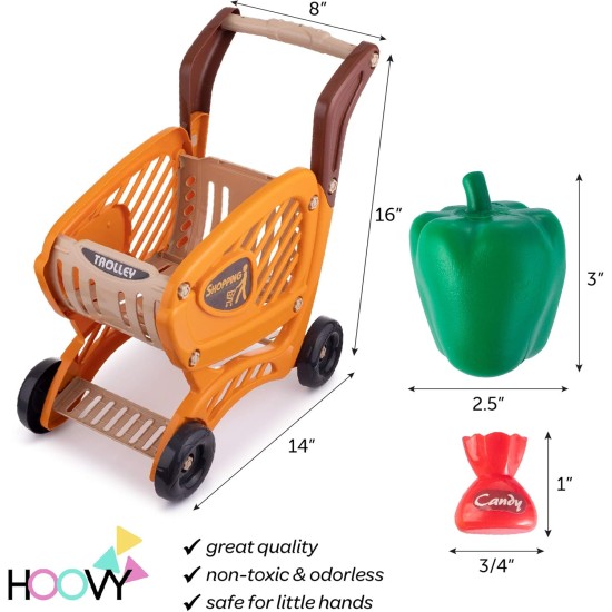 Shopping Cart Toy | Grocery Cart for Kids | 14”L x 8”W x 16”H | Kids Shopping Cart with Food | Play Grocery Cart | Toddler Shopping Cart for 2 Year Old | 42pcs Realistic Pretend Play Food and Money Shopping Cart Toy | Grocery Cart for Kids | 14”L x 8”W x 16”H | Kids Shopping Cart with Food | Play Grocery Cart | Toddler Shopping Cart for 2 Year Old | 42pcs Realistic Pretend Play Food and Money