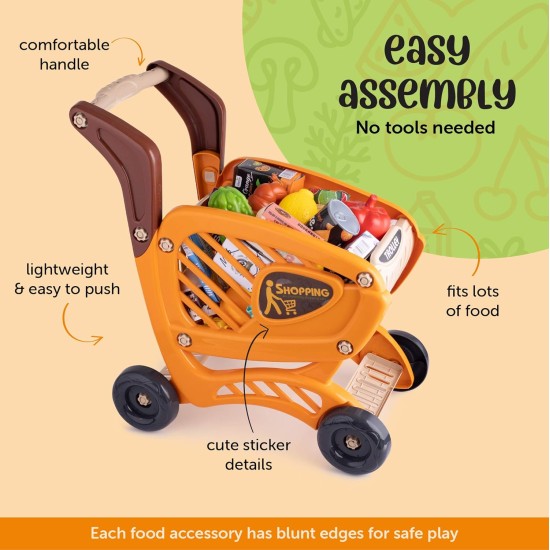 Shopping Cart Toy | Grocery Cart for Kids | 14”L x 8”W x 16”H | Kids Shopping Cart with Food | Play Grocery Cart | Toddler Shopping Cart for 2 Year Old | 42pcs Realistic Pretend Play Food and Money Shopping Cart Toy | Grocery Cart for Kids | 14”L x 8”W x 16”H | Kids Shopping Cart with Food | Play Grocery Cart | Toddler Shopping Cart for 2 Year Old | 42pcs Realistic Pretend Play Food and Money