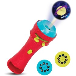 B. toys – Projector Flashlight – 2 Image Reels – Planet & Alien Projections – Space Toys for Kids – 4 Years + – Light Me To The Moon - Red