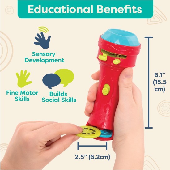 B. toys – Projector Flashlight – 2 Image Reels – Planet & Alien Projections – Space Toys for Kids – 4 Years + – Light Me To The Moon - Red B. toys – Projector Flashlight – 2 Image Reels – Planet & Alien Projections – Space Toys for Kids – 4 Years + – Light Me To The Moon - Red