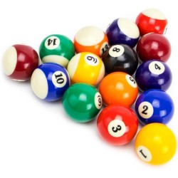 Full Standard Pool Balls Set of 16 Billiard Balls, Multi-Color Structured Size Pool Table Balls Set, Super Pro Billiard Balls for Beginners and Professionals for Training