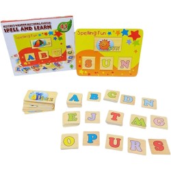 Al Safwa W53-7 Wooden English Word Composition Board for Kids Education, Multi Color