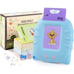 Bilingual Talking Flash Cards Learning Toys for Toddlers 2 3 4 5 6 Year Old Kids Arabic and English Letters Speech Therapy Word Game Toy Early Enducation Teaching 112 Pcs Cards 224 Words Machine, Blue