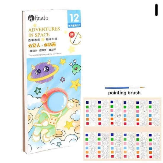 Coloring note with brush shapes unicorn travel to space Coloring note with brush shapes unicorn travel to space