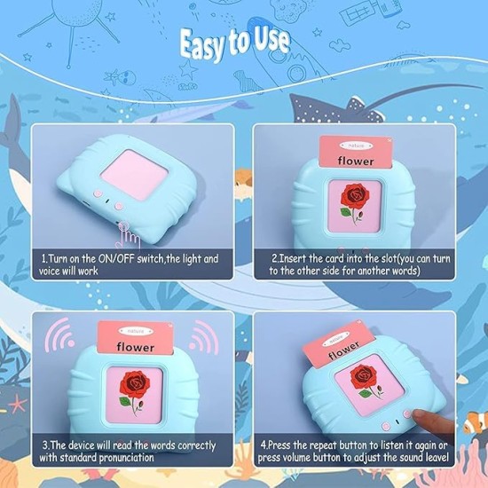 Educational Card Device,112 Talking Flash Cards, Learning Resource Electronic Interactive Toys for 2-4 Year Old Boys Girls Toddlers Kids Birthday Gifts Educational Card Device,112 Talking Flash Cards, Learning Resource Electronic Interactive Toys for 2-4 Year Old Boys Girls Toddlers Kids Birthday Gifts