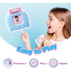 Educational Toys for 2 3 4 Years Old 112 Talking Baby Flash Cards,Boys 2-6 Years 224 Words Audible Baby Speech Therapy Toys Autism Toys for Girls Birthday Gifts for Kids (Blue_112 Cards(224 Words))
