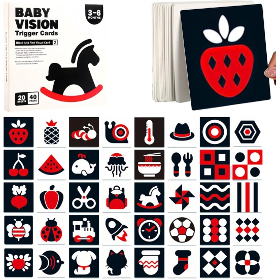 FralnFit Black and White Sensory Toys, High Contrast Baby Cards, Sensory Cards for Babies 0-3 Months, Fun Baby Flash Cards for Visual Stimulation Early Education, Infant Newborn Essentials Gifts FralnFit Black and White Sensory Toys, High Contrast Baby Cards, Sensory Cards for Babies 0-3 Months, Fun Baby Flash Cards for Visual Stimulation Early Education, Infant Newborn Essentials Gifts
