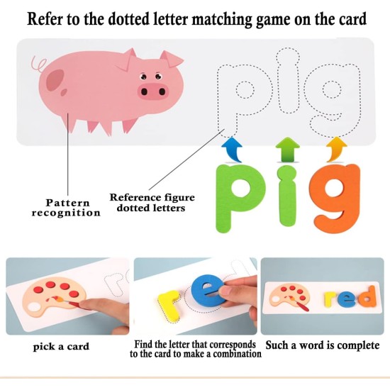 Guarboo Wooden Word Spelling Game Children's Toy Jigsaw Flash Card to Recognize Reading and Spelling Matching Word Letters Guarboo Wooden Word Spelling Game Children's Toy Jigsaw Flash Card to Recognize Reading and Spelling Matching Word Letters