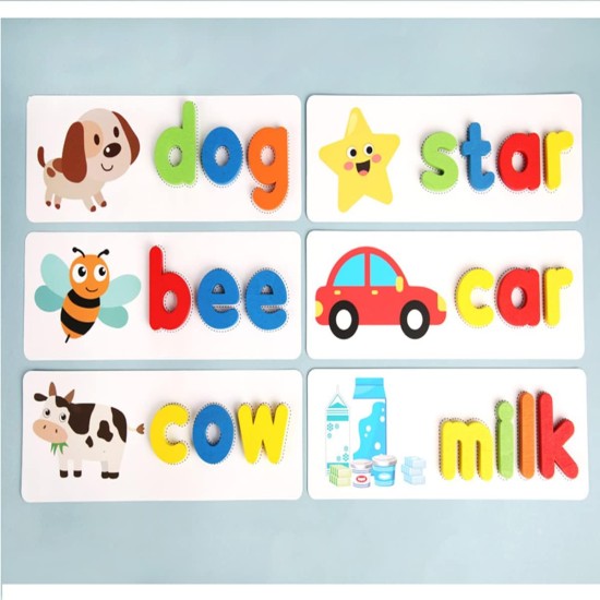 Guarboo Wooden Word Spelling Game Children's Toy Jigsaw Flash Card to Recognize Reading and Spelling Matching Word Letters Guarboo Wooden Word Spelling Game Children's Toy Jigsaw Flash Card to Recognize Reading and Spelling Matching Word Letters