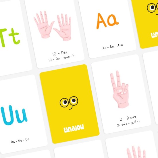 Lanalou Toddlers & Kids Flashcards|French/English/Arabic | 185+ Cards & 560+ Words | 9 Topics: ABC&123 - Animals - Fruits & Vegetables - Shapes & Colors - Emotions & Family | Let's Learn Through Play Lanalou Toddlers & Kids Flashcards|French/English/Arabic | 185+ Cards & 560+ Words | 9 Topics: ABC&123 - Animals - Fruits & Vegetables - Shapes & Colors - Emotions & Family | Let's Learn Through Play