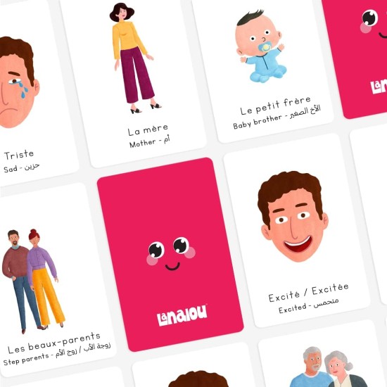 Lanalou Toddlers & Kids Flashcards|French/English/Arabic | 185+ Cards & 560+ Words | 9 Topics: ABC&123 - Animals - Fruits & Vegetables - Shapes & Colors - Emotions & Family | Let's Learn Through Play Lanalou Toddlers & Kids Flashcards|French/English/Arabic | 185+ Cards & 560+ Words | 9 Topics: ABC&123 - Animals - Fruits & Vegetables - Shapes & Colors - Emotions & Family | Let's Learn Through Play