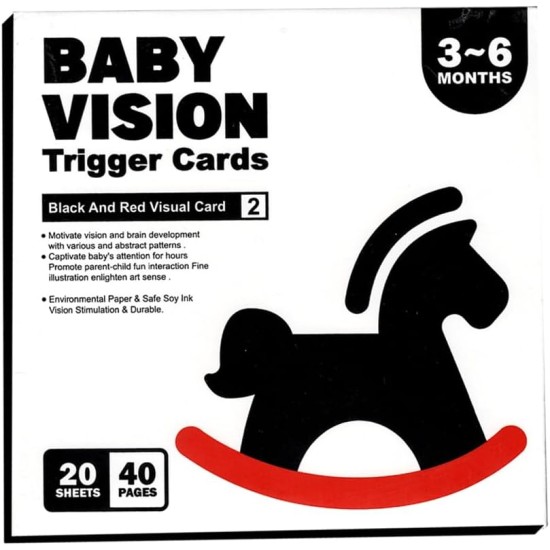 Large Size Flash Cards for Kids Skills Development - Perfect Newborn Baby Toys and Gifts, Contrast Color - Sensory Cards for Kids Visual and Intellectual Stimulation (White Black Red 3:6)