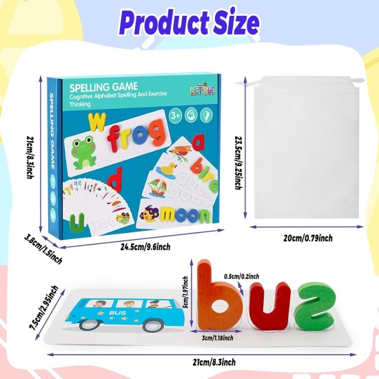 Letter Puzzles Games for 2 3 4 Year Olds, Alphabet Flash Cards Toys Kids Wooden Word Learning Spelling Games, Words Matching Letter Educational Toys for 2-5 Year Old Boys Girls Letter Puzzles Games for 2 3 4 Year Olds, Alphabet Flash Cards Toys Kids Wooden Word Learning Spelling Games, Words Matching Letter Educational Toys for 2-5 Year Old Boys Girls