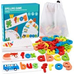 MoinKidz See and Spell Learning Toy Matching Letter Educational Toys for 3 4 5 6 Years Old Boys and Girls Preschool Learning Activities Shape & Color Recognition Game CVC Word Builders for Kids