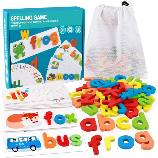MoinKidz See and Spell Learning Toy Matching Letter Educational Toys for 3 4 5 6 Years Old Boys and Girls Preschool Learning Activities Shape & Color Recognition Game CVC Word Builders for Kids MoinKidz See and Spell Learning Toy Matching Letter Educational Toys for 3 4 5 6 Years Old Boys and Girls Preschool Learning Activities Shape & Color Recognition Game CVC Word Builders for Kids
