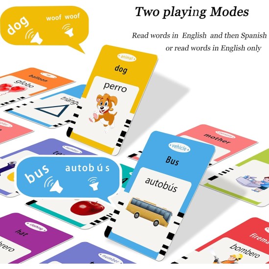 Startcan Spanish & English Talking Flash Cards for Toddlers 1 2 3 4 5 6, Audible Toys for Kids to Learn Spanish - 258 Cards and 516 Words(Pink) Startcan Spanish & English Talking Flash Cards for Toddlers 1 2 3 4 5 6, Audible Toys for Kids to Learn Spanish - 258 Cards and 516 Words(Pink)
