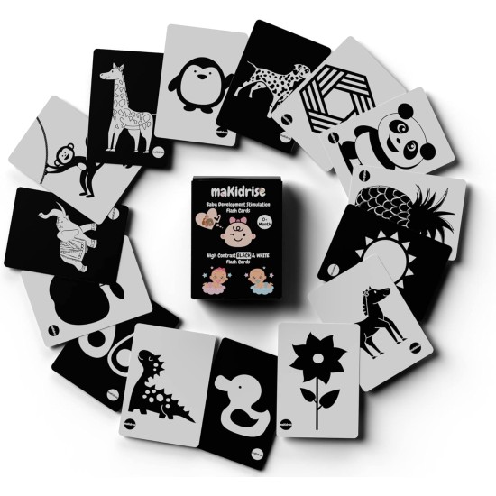 makidrise Kids Magic Educational Flash Cards Souvenir 60 High Contrast Black & White in 30 Cards Set makidrise Kids Magic Educational Flash Cards Souvenir 60 High Contrast Black & White in 30 Cards Set