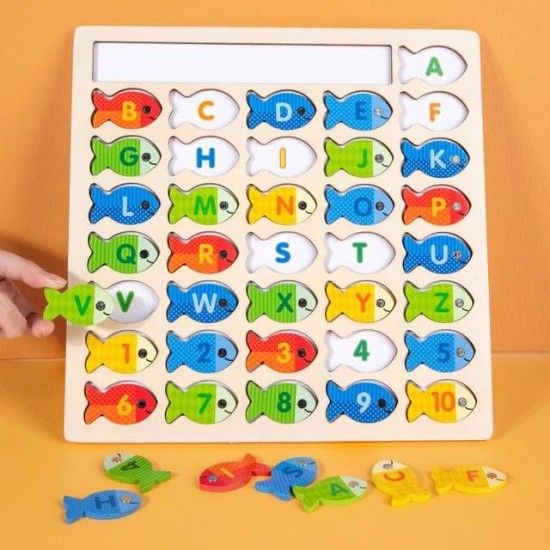 Wooden Magnetic Fishing Game, Montessori Preschool Alphabet Puzzle Educational Toys with Word Cards, Letters and Numbers Fish Catching for 3 4 5 Year Old Toddlers Gifts (Style B) Wooden Magnetic Fishing Game, Montessori Preschool Alphabet Puzzle Educational Toys with Word Cards, Letters and Numbers Fish Catching for 3 4 5 Year Old Toddlers Gifts (Style B)