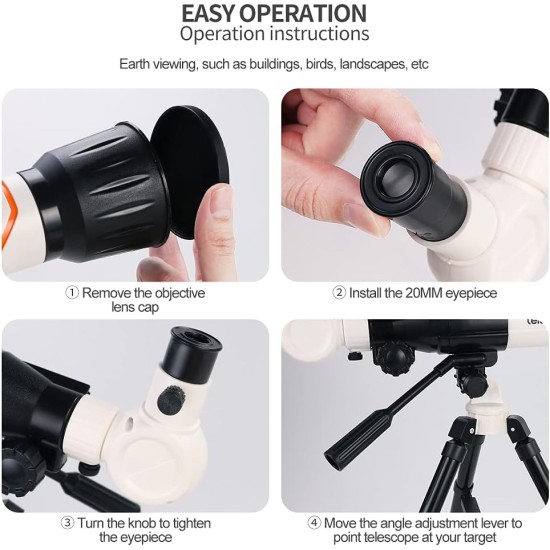 ATTELANTY Telescope Toy (White) for Kids – Children Telescope+Three Models of Eyepiece,Inspire Children's experimenters to Explore The Heart of Cosmic Science ATTELANTY Telescope Toy (White) for Kids – Children Telescope+Three Models of Eyepiece,Inspire Children's experimenters to Explore The Heart of Cosmic Science