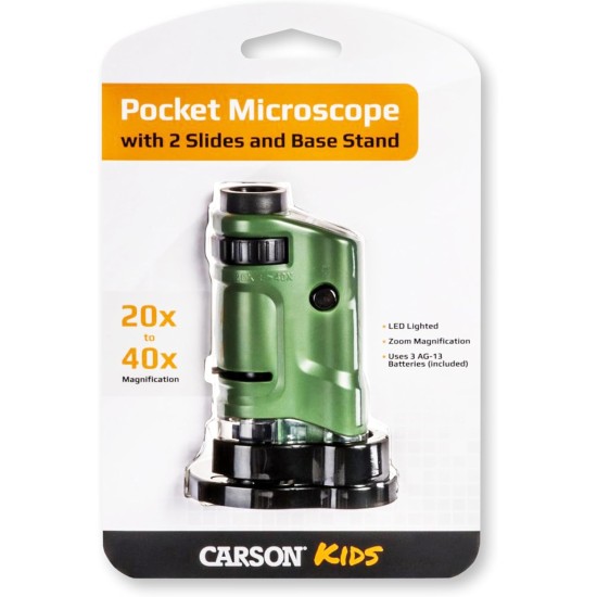 Carson MicroBrite 20x-40x LED Lighted Pocket Microscope for Learning, Education and Exploring (MM-24, MM-24MU) Carson MicroBrite 20x-40x LED Lighted Pocket Microscope for Learning, Education and Exploring (MM-24, MM-24MU)