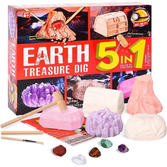 Eduman 5 In 1 Earth Treasure Dig Kit D3140G, 6+ Eduman 5 In 1 Earth Treasure Dig Kit D3140G, 6+