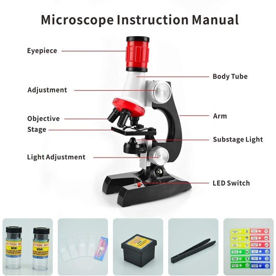 Little World Microscope Kit - Beginner Science Kit, Educational Toy with Prepared Slides 12 pcs, Magnification 1200X 400X 100X, Microscope for Kids, Birthday Gifts Little World Microscope Kit - Beginner Science Kit, Educational Toy with Prepared Slides 12 pcs, Magnification 1200X 400X 100X, Microscope for Kids, Birthday Gifts