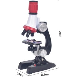 Middle Kids Microscope Kids Beginner Microscope Adjustable Focus Microscope 100x-1200x Biological monocular, ABS Plastic, Battery Powered (Batteries not Included) 11.5x7.5x23cm