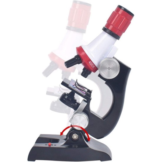 Middle Kids Microscope Kids Beginner Microscope Adjustable Focus Microscope 100x-1200x Biological monocular, ABS Plastic, Battery Powered (Batteries not Included) 11.5x7.5x23cm