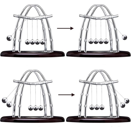 Roskio Newton's Cradle Balance Ball - Swinging Physics Science Pendulum Balls Desk for Office Physics Teacher Decorations U-style Mini Small Roskio Newton's Cradle Balance Ball - Swinging Physics Science Pendulum Balls Desk for Office Physics Teacher Decorations U-style Mini Small