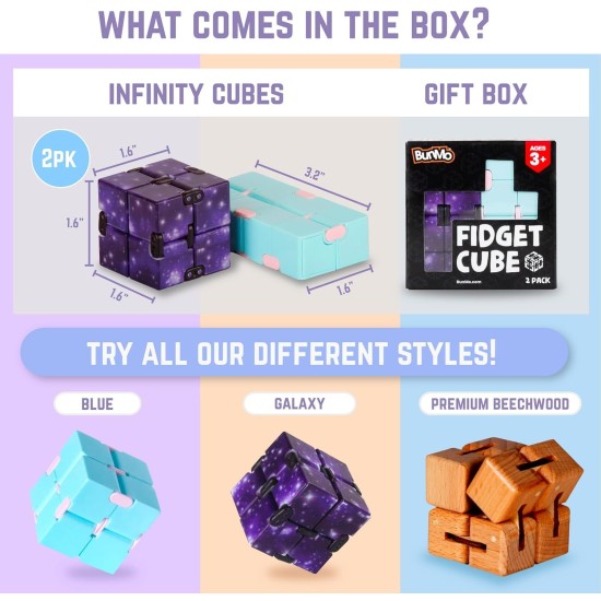 BunMo Infinity Cubes Fidget Pack. 2pc Infinity Cube Fidget Toy Pack - Purple Galaxy & Pink Blue. Fidget Cube Doubles as Stress Relief, Anxiety Relief and Stocking Stuffers for Kids. BunMo Infinity Cubes Fidget Pack. 2pc Infinity Cube Fidget Toy Pack - Purple Galaxy & Pink Blue. Fidget Cube Doubles as Stress Relief, Anxiety Relief and Stocking Stuffers for Kids.