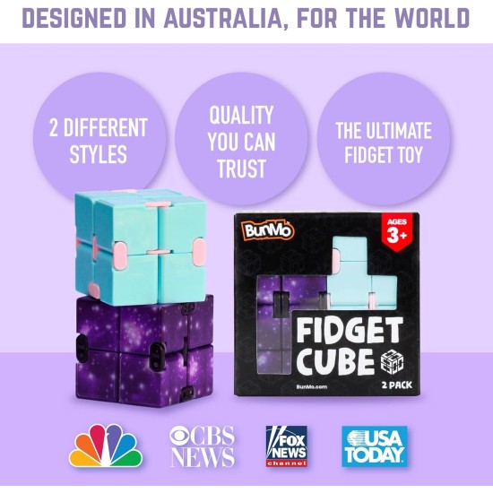 BunMo Infinity Cubes Fidget Pack. 2pc Infinity Cube Fidget Toy Pack - Purple Galaxy & Pink Blue. Fidget Cube Doubles as Stress Relief, Anxiety Relief and Stocking Stuffers for Kids. BunMo Infinity Cubes Fidget Pack. 2pc Infinity Cube Fidget Toy Pack - Purple Galaxy & Pink Blue. Fidget Cube Doubles as Stress Relief, Anxiety Relief and Stocking Stuffers for Kids.