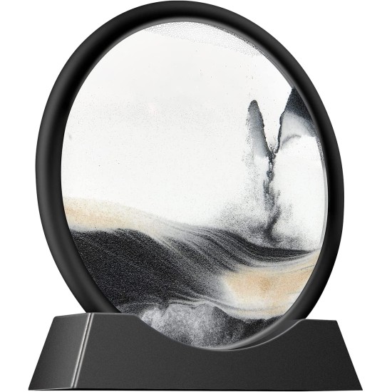 TKTM Liquid Motion Sandscape Round Moving Sand Art Sensory Toy Anxiety Fidget ADHD Relaxation Toy Home Office Desktop Decoration (Black, 12-in) TKTM Liquid Motion Sandscape Round Moving Sand Art Sensory Toy Anxiety Fidget ADHD Relaxation Toy Home Office Desktop Decoration (Black, 12-in)