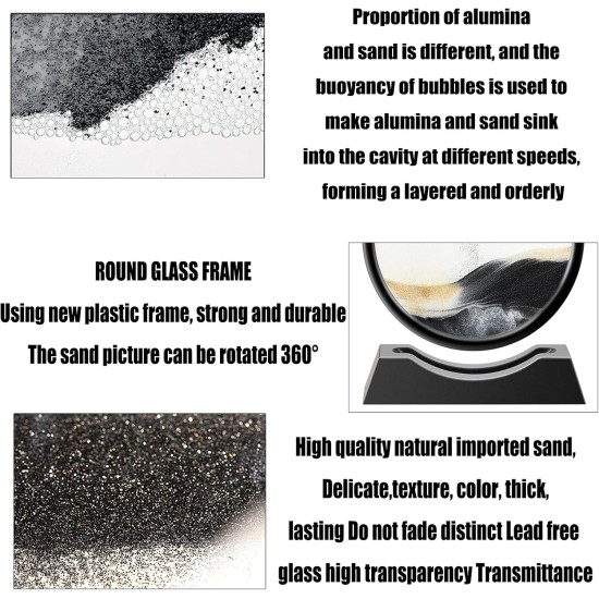 TKTM Liquid Motion Sandscape Round Moving Sand Art Sensory Toy Anxiety Fidget ADHD Relaxation Toy Home Office Desktop Decoration (Black, 12-in) TKTM Liquid Motion Sandscape Round Moving Sand Art Sensory Toy Anxiety Fidget ADHD Relaxation Toy Home Office Desktop Decoration (Black, 12-in)