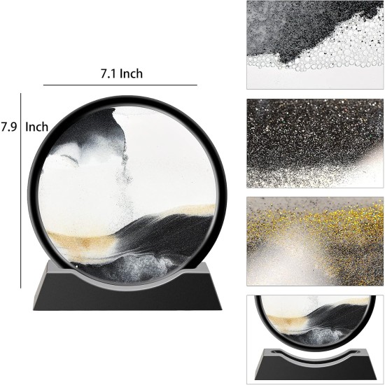 TKTM Liquid Motion Sandscape Round Moving Sand Art Sensory Toy Anxiety Fidget ADHD Relaxation Toy Home Office Desktop Decoration (Black, 12-in) TKTM Liquid Motion Sandscape Round Moving Sand Art Sensory Toy Anxiety Fidget ADHD Relaxation Toy Home Office Desktop Decoration (Black, 12-in)