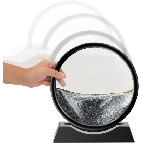 TKTM Liquid Motion Sandscape Round Moving Sand Art Sensory Toy Anxiety Fidget ADHD Relaxation Toy Home Office Desktop Decoration (Black, 12-in) TKTM Liquid Motion Sandscape Round Moving Sand Art Sensory Toy Anxiety Fidget ADHD Relaxation Toy Home Office Desktop Decoration (Black, 12-in)