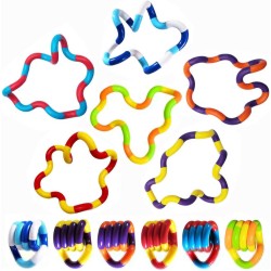 Tangles Sensory Fidget Toys - 6PCS Multicolor Twisty Fidget Toys for Adults,Boys,Girls for Relaxation,Anxiety Stress Relief,Decompression-Squeeze, Twist, Chain Spinner Alternative Gift (6PCS)
