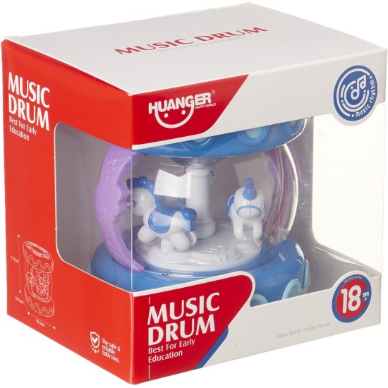 Huanger HE0701 Baby Rotating Music Drum Toy - Blue Huanger HE0701 Baby Rotating Music Drum Toy - Blue