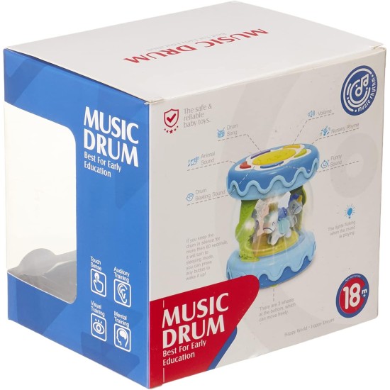 Huanger HE0701 Baby Rotating Music Drum Toy - Blue Huanger HE0701 Baby Rotating Music Drum Toy - Blue