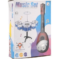 MT Kids percussion instrument toy plastic simulation electroplate jazz drum set with guitar(669-57)