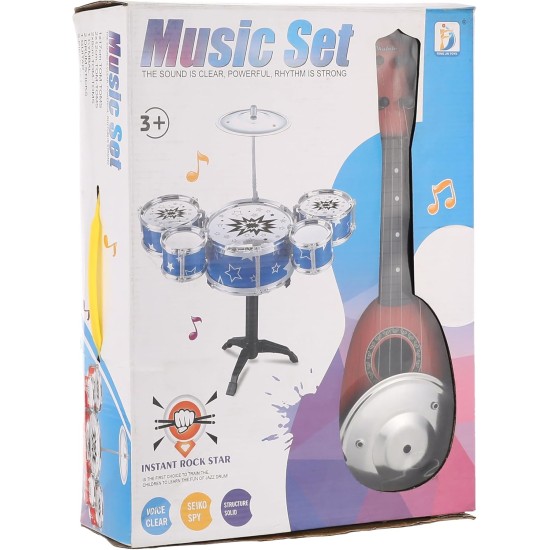 MT Kids percussion instrument toy plastic simulation electroplate jazz drum set with guitar(669-57) MT Kids percussion instrument toy plastic simulation electroplate jazz drum set with guitar(669-57)