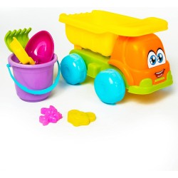 Mini Beach Toy 6 Pieces with cartoon drum car sets - Multi Color