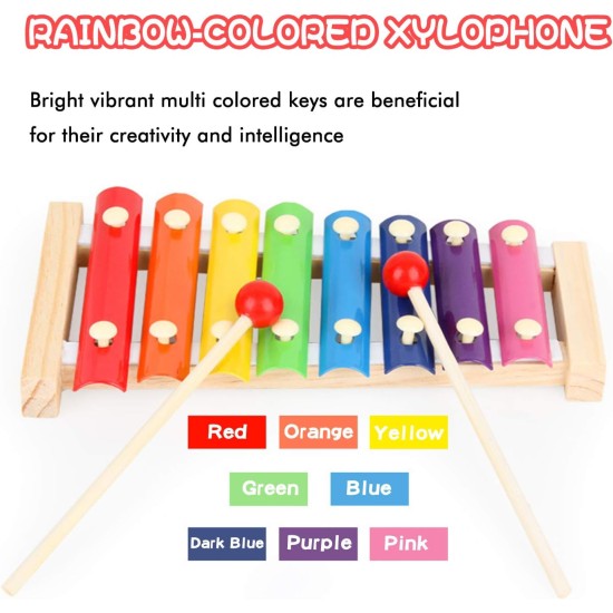 WanderGo Xylophone for kids, Natural Wooden Toddler Glockenspiel Baby Puzzle Musical Toy Octave Xylophone Wooden Base Learning Educational Musical Instruments WanderGo Xylophone for kids, Natural Wooden Toddler Glockenspiel Baby Puzzle Musical Toy Octave Xylophone Wooden Base Learning Educational Musical Instruments